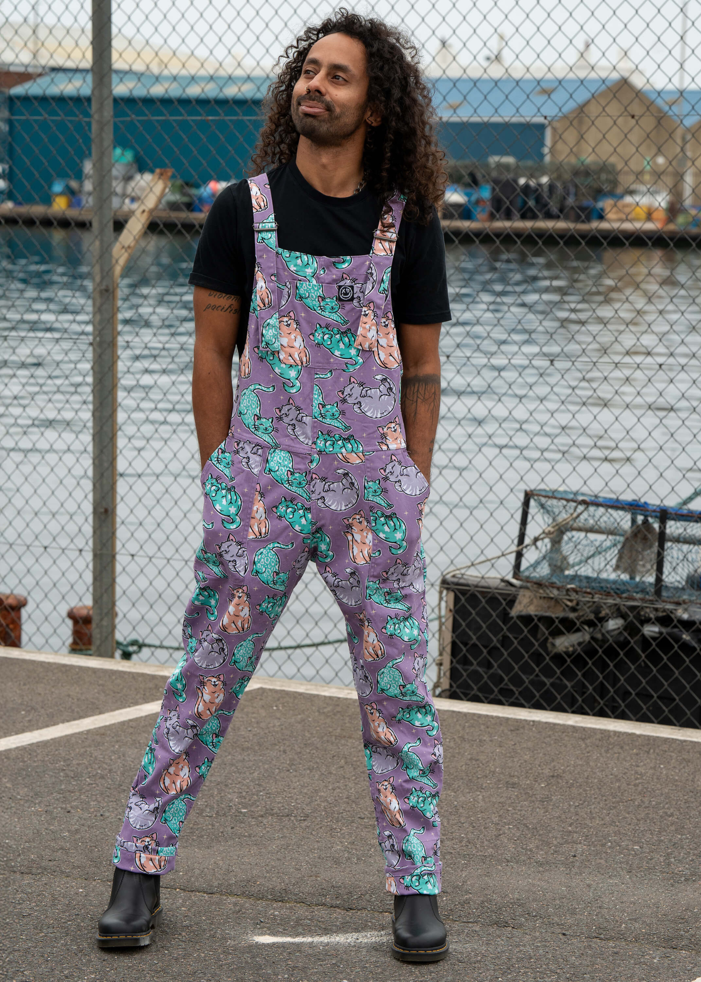 Rebel Romance x Abi Perry - Purrfect Cats Stretch Dungarees
