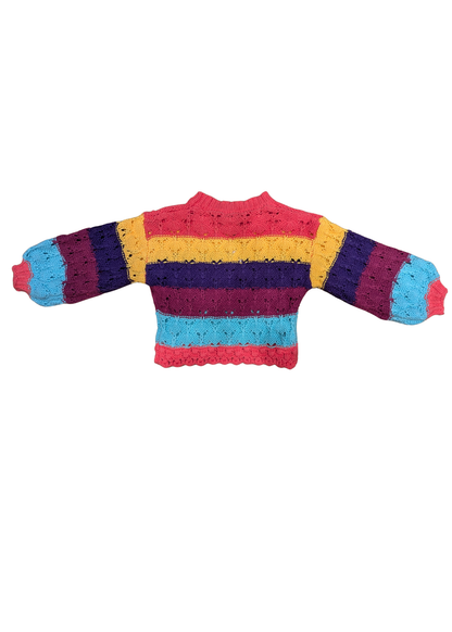 The Edit - Cropped Multicolour Stripe Loose Knit Jumper