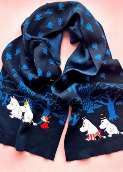 House of Disaster - Moomin Blue Forest Embroidered Scarf