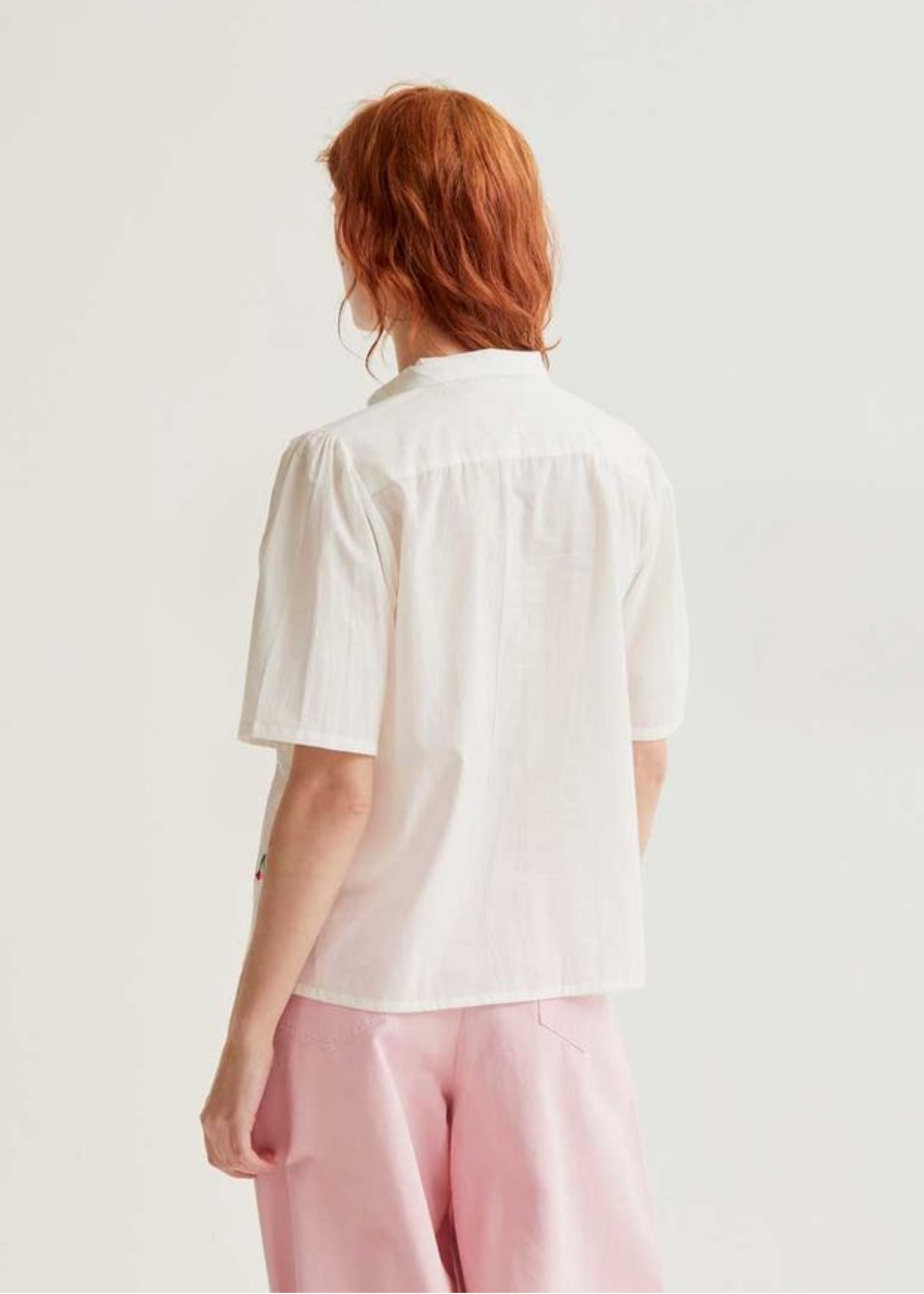 Compañia Fantastica - White Shirt with Embroidered Cherries