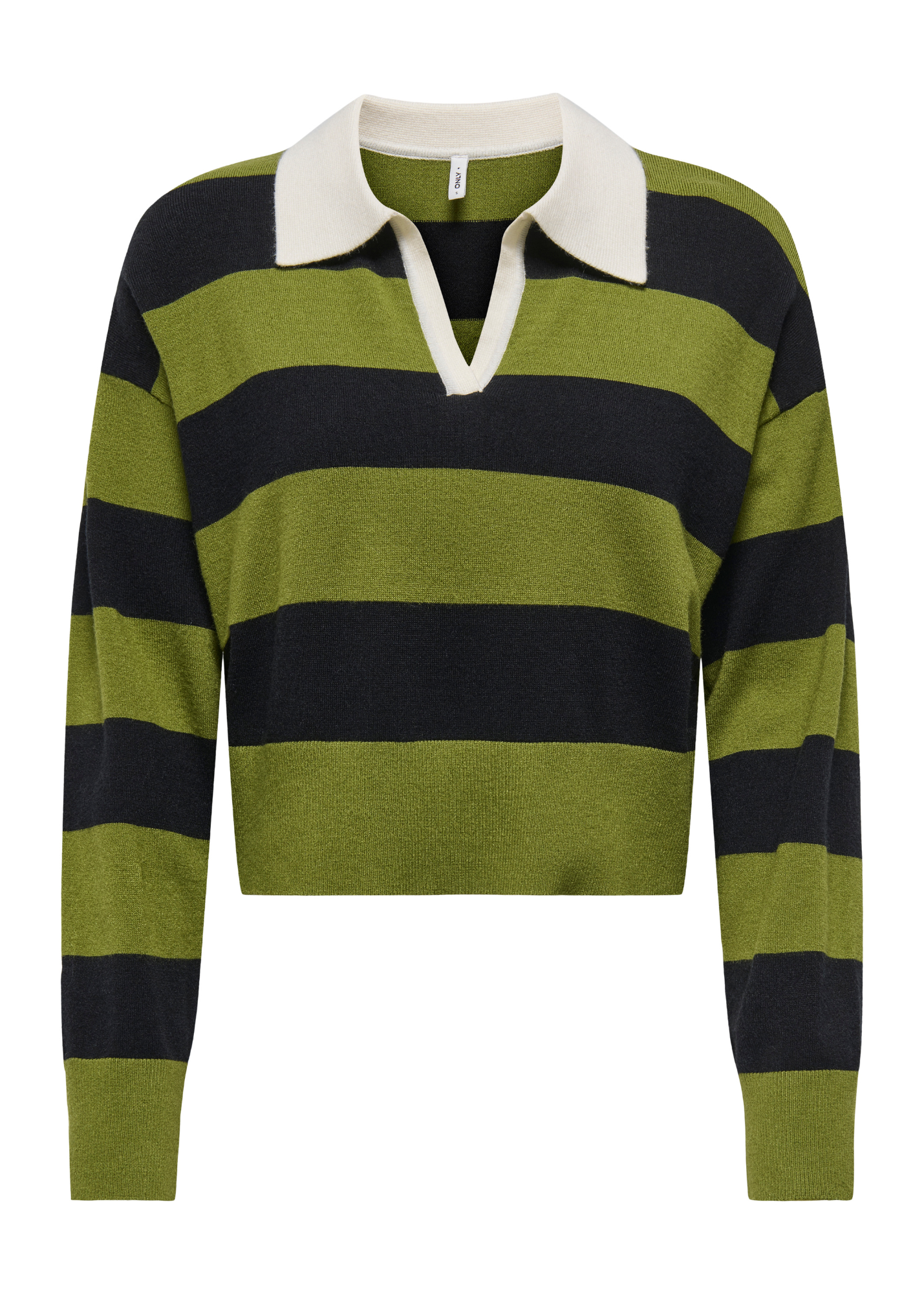 Only - Moss Green and Black Stripe Polo Jumper