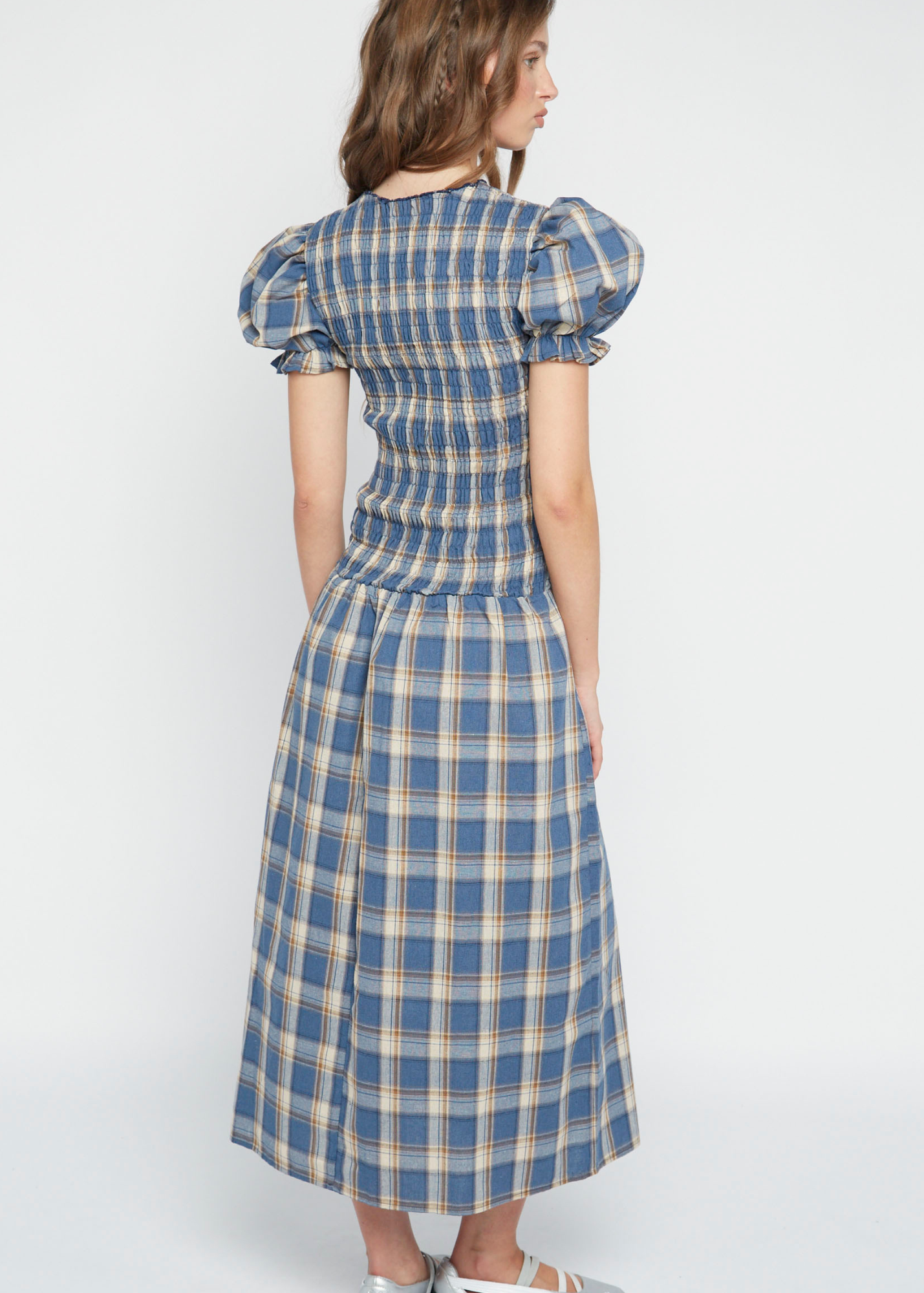 Daisy Street - Blue Check Baye Midi Dress