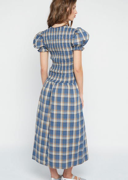Daisy Street - Blue Check Baye Midi Dress