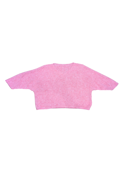 The Edit - Bubblegum Pink Oversized V-Neck Jumper