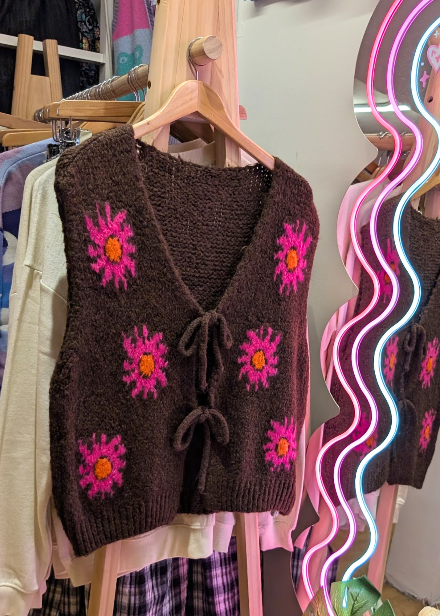 The Edit - Brown, Pink & Orange Knitted Sunshine Vest