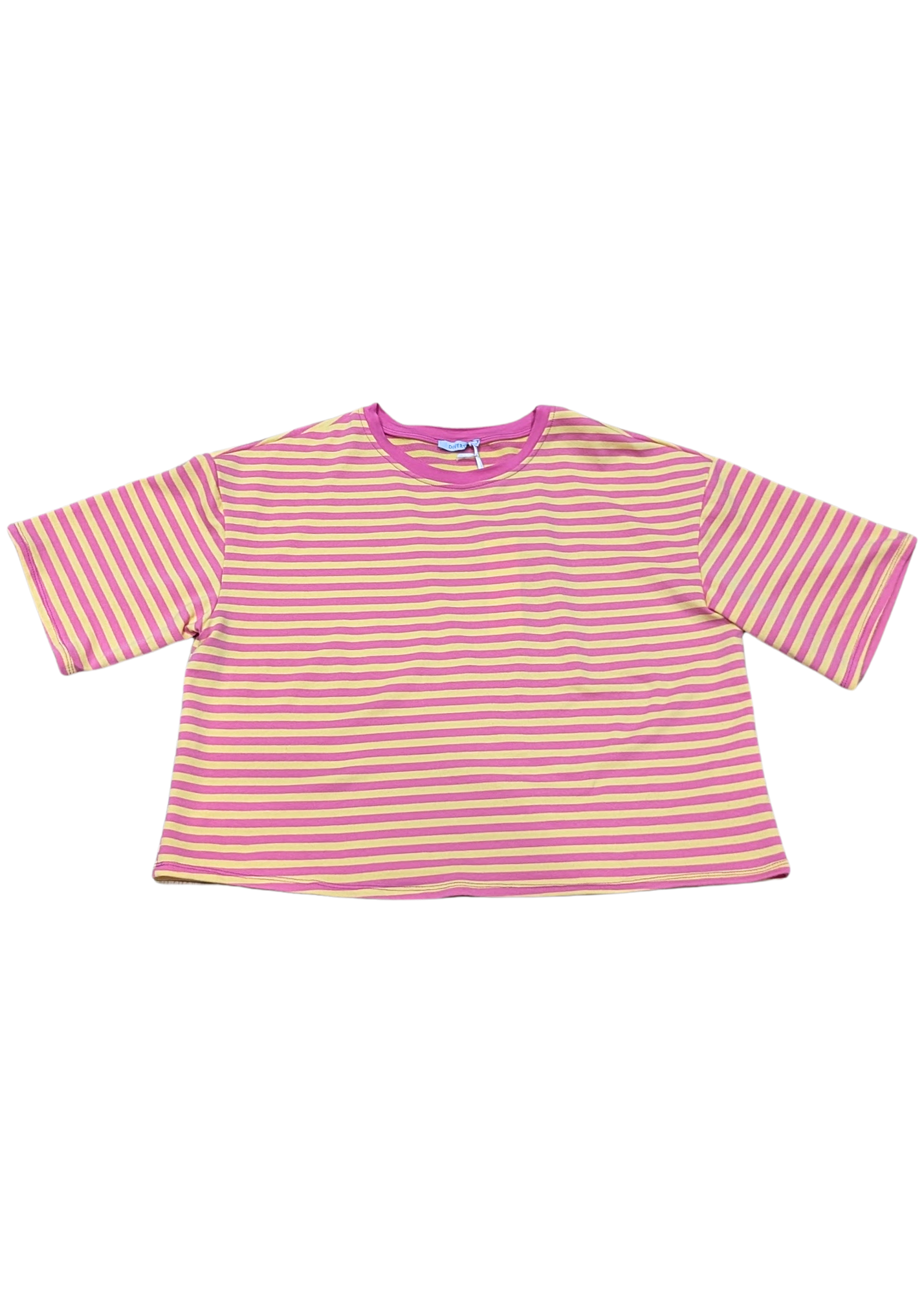 The Edit - Pink & Yellow Stripe Short Sleeve Tee