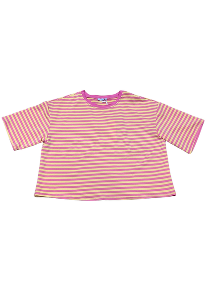 The Edit - Pink & Yellow Stripe Short Sleeve Tee