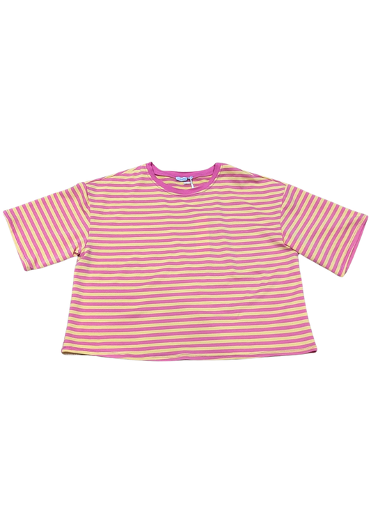 The Edit - Pink & Yellow Stripe Short Sleeve Tee