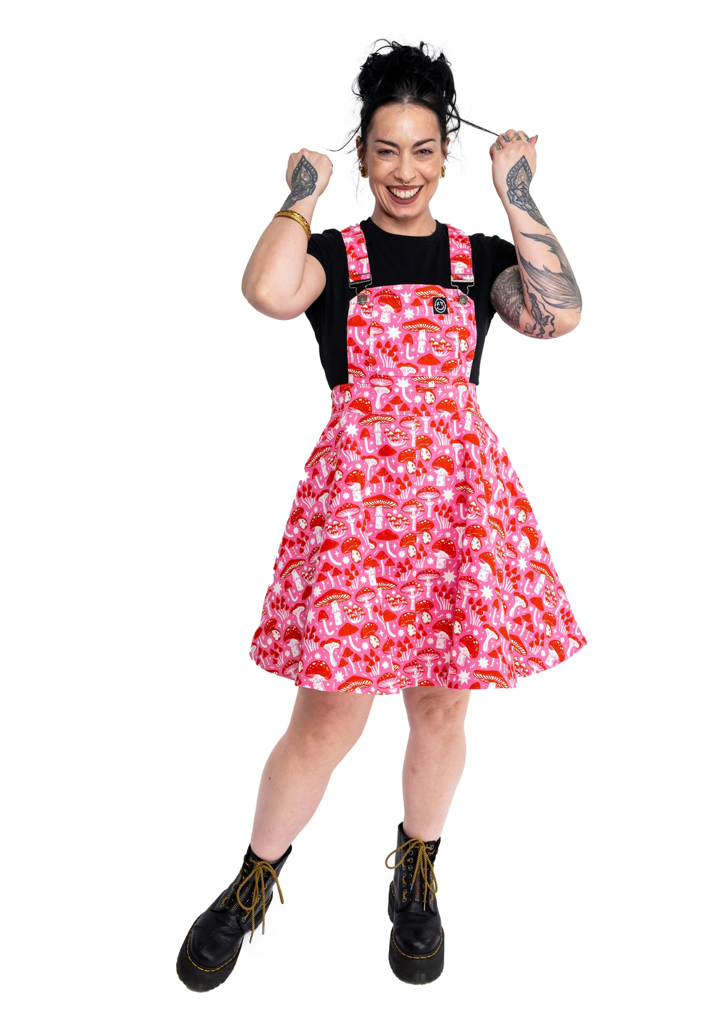 Rebel Romance x Stacey McEvoy-Caunt Mushrooms Stretch Flared Pinafore