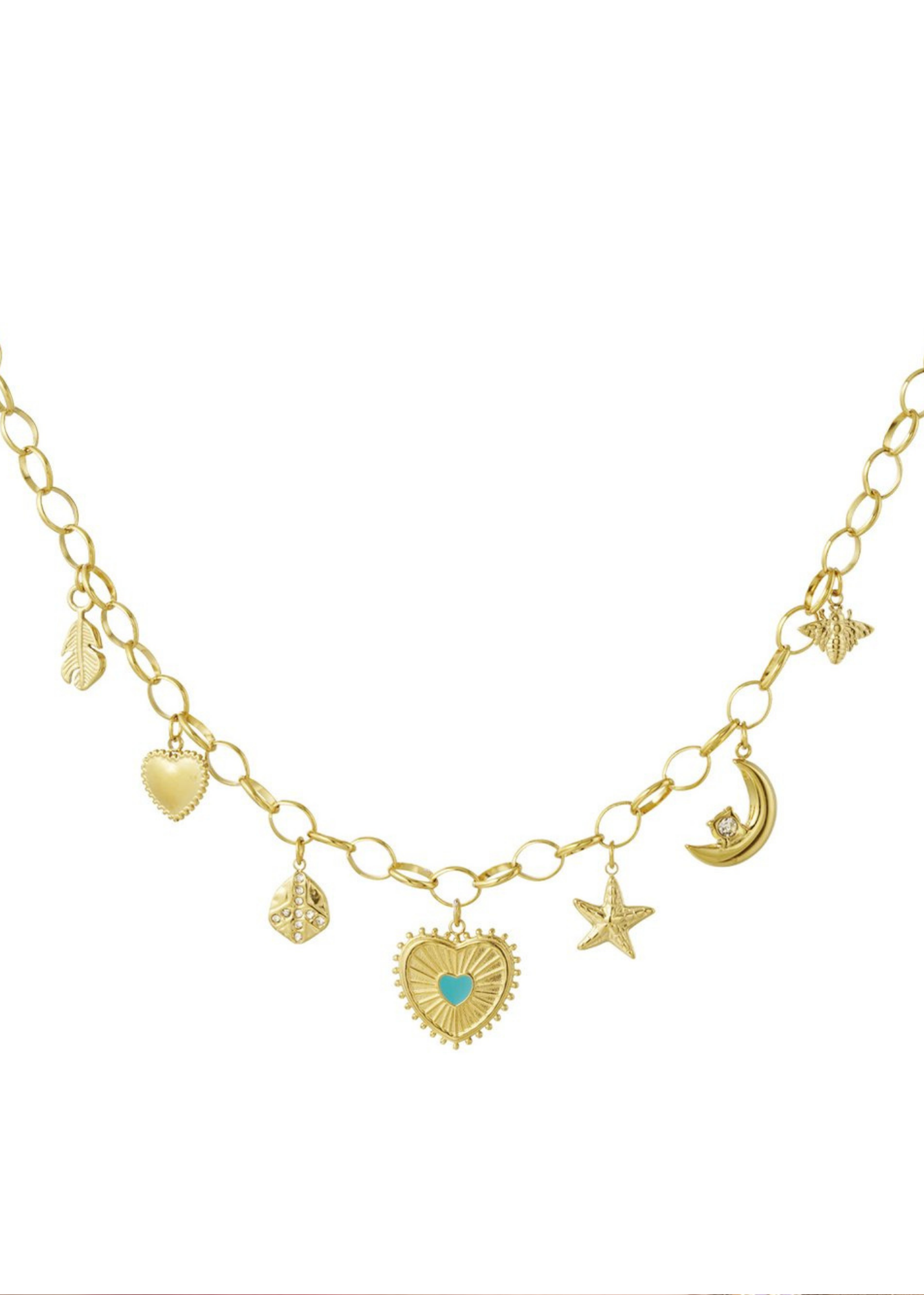 The Edit - Sunny Love Multi Charm Necklace in Gold