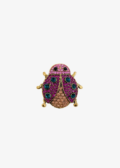 The Edit - Bejewelled Pink & Green Beetle Brooch