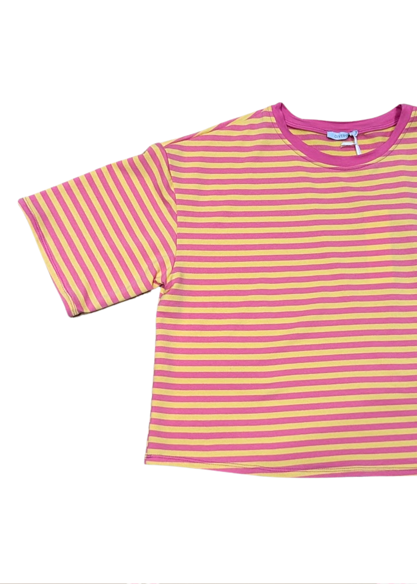 The Edit - Pink & Yellow Stripe Short Sleeve Tee