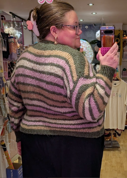 The Edit - Khaki and Pink Tie Front Cardigan