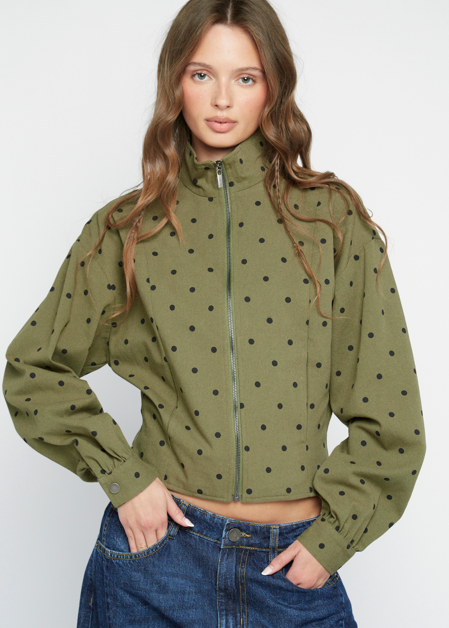 Daisy Street - Khaki Green Dot Jacket