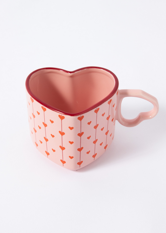 Daisy Street - Pink Heart Shaped Mug