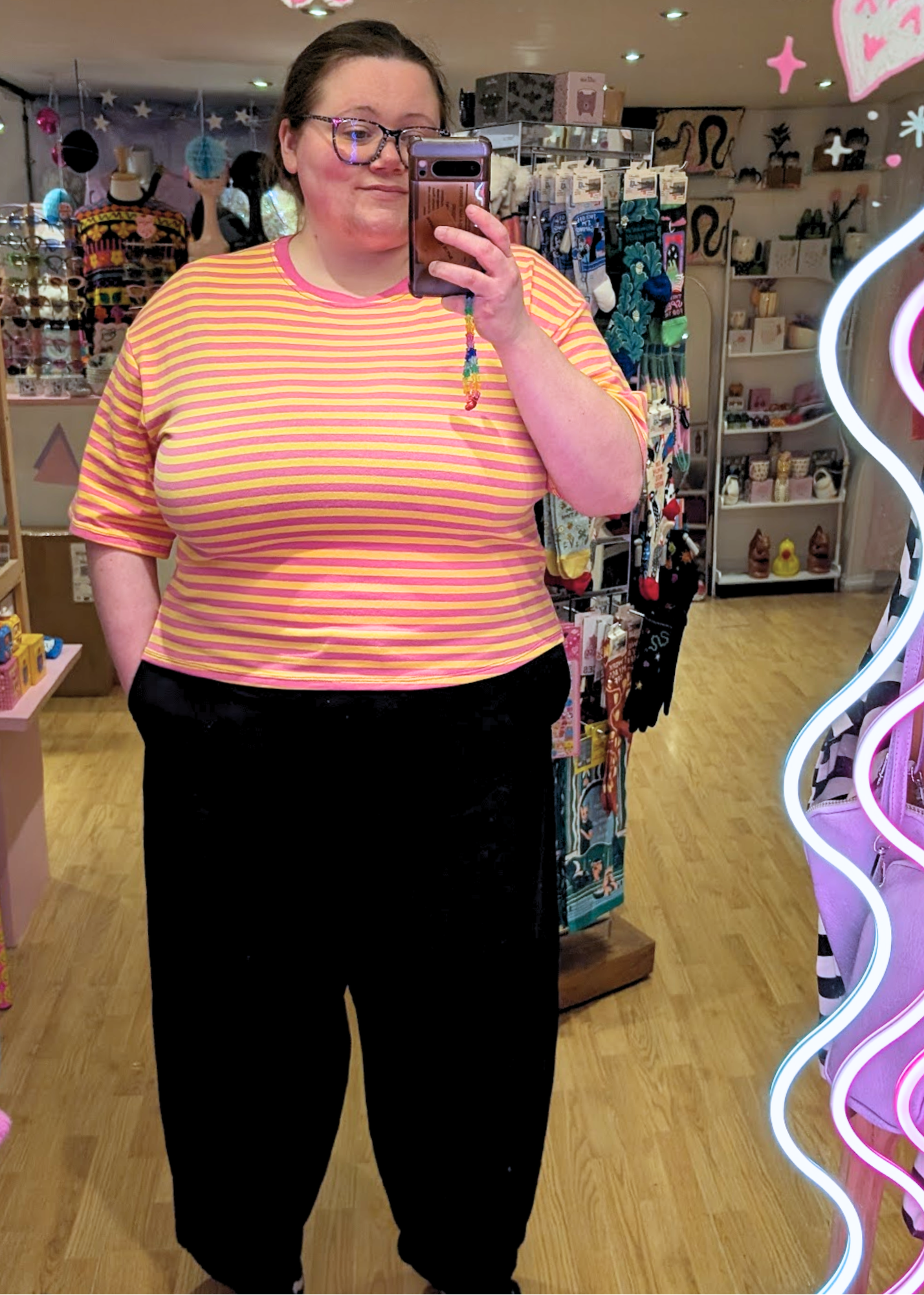 The Edit - Pink & Yellow Stripe Short Sleeve Tee