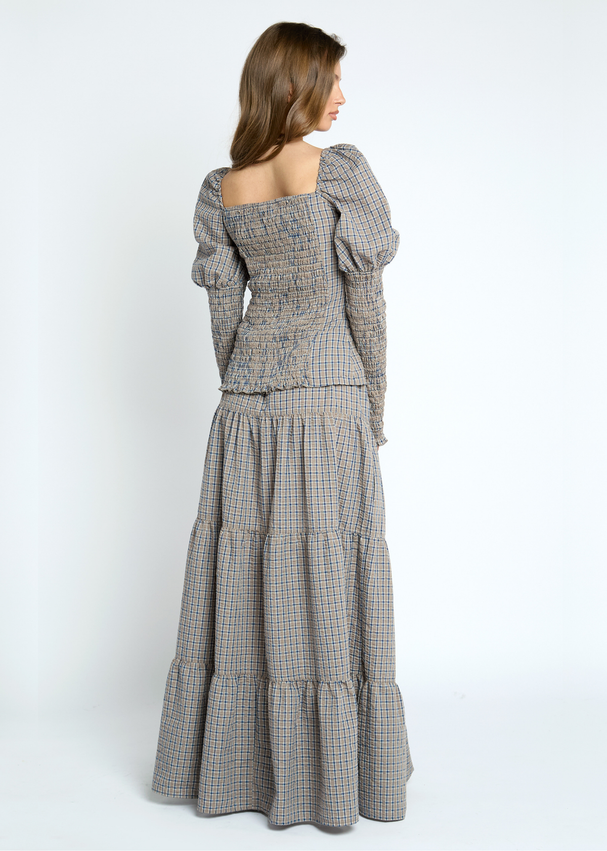 Daisy Street - Folktale Grey Check Maxi Skirt