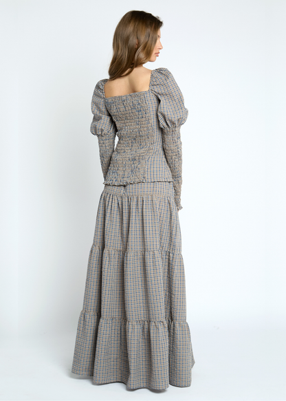 Daisy Street - Folktale Grey Check Maxi Skirt