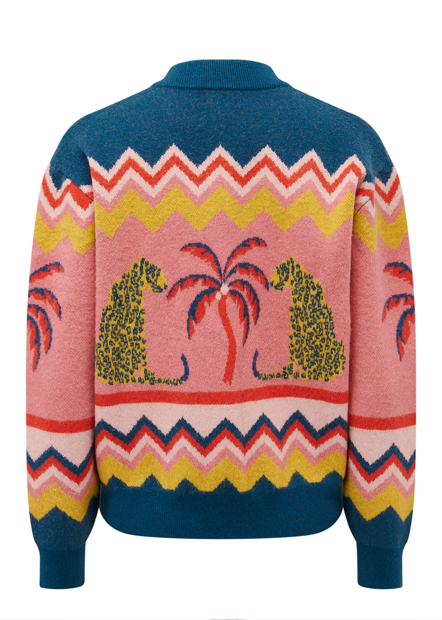Sugarhill Brighton - Solana Leopards and Palms Knitted Bomber Cardigan