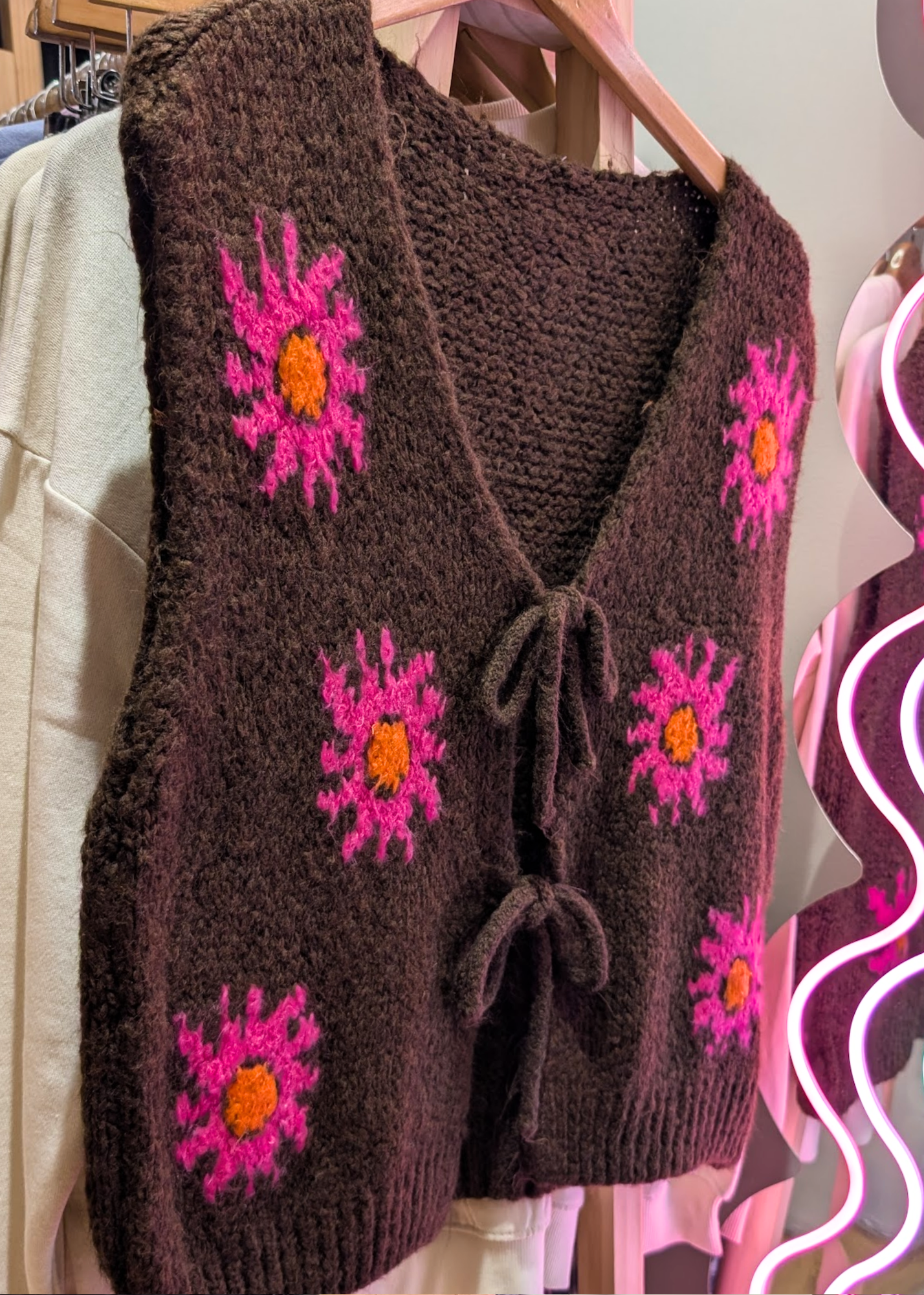 The Edit - Brown, Pink & Orange Knitted Sunshine Vest