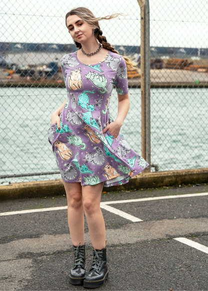 Rebel Romance x Abi Perry - Purrfect Cats Fit & Flare Skater Dress