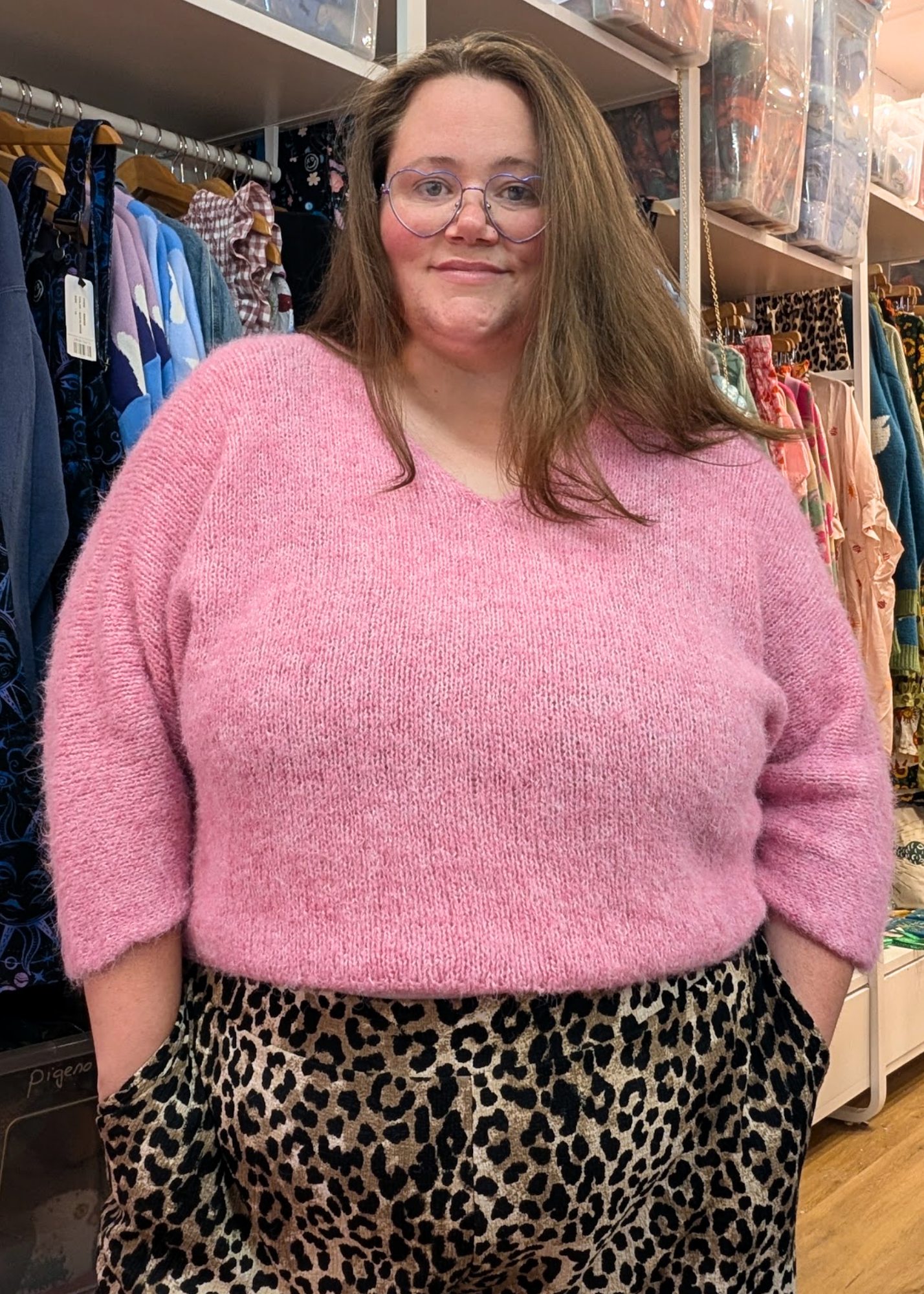 The Edit - Bubblegum Pink Oversized V-Neck Jumper