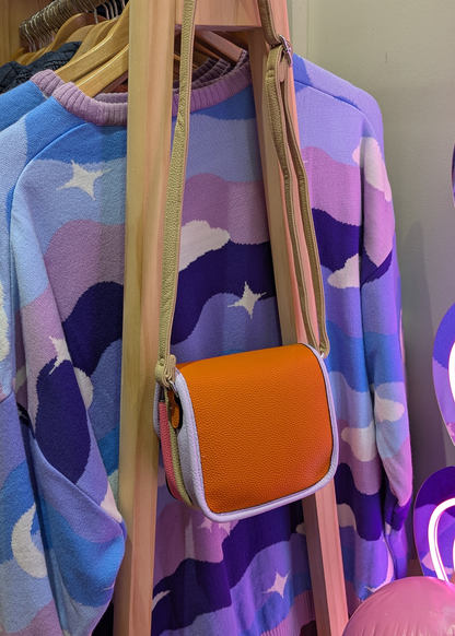 The Edit - Green, Orange and Lilac Colour Block Mini Satchel