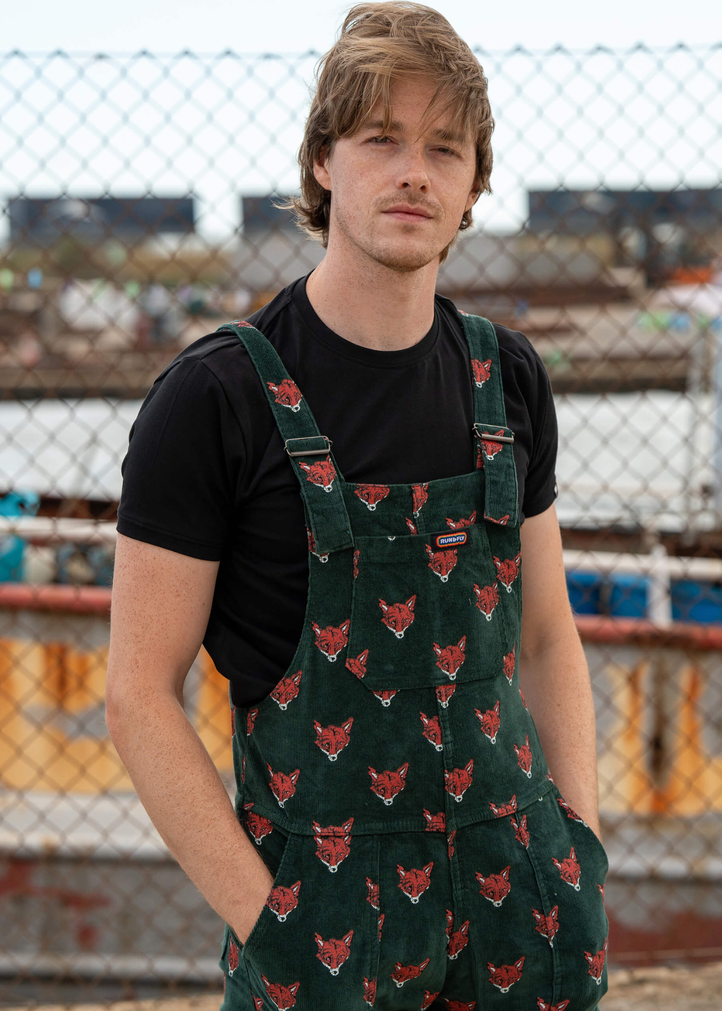 Run & Fly - Corduroy Fox Head Dungarees