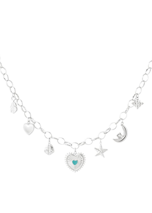 The Edit - Sunny Love Multi Charm Necklace in Silver