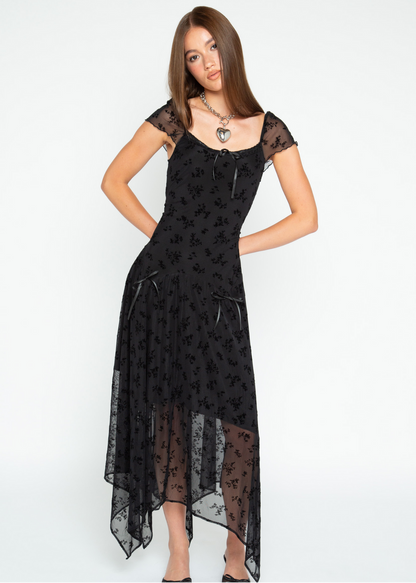 Daisy Street - Luna Flocked Mesh Maxi Dress