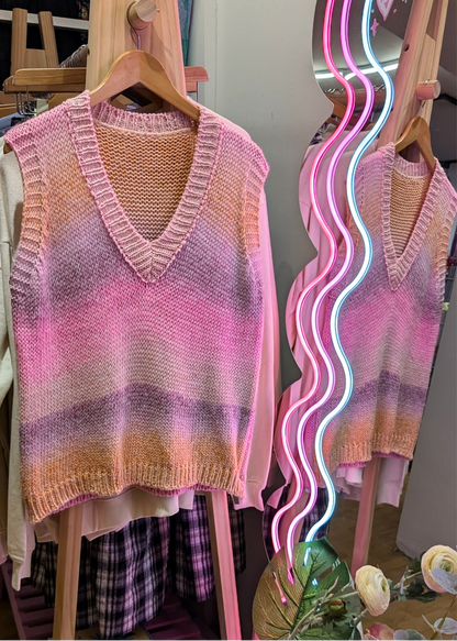 The Edit - Pink & Orange Ombre Knitted Sweater Vest