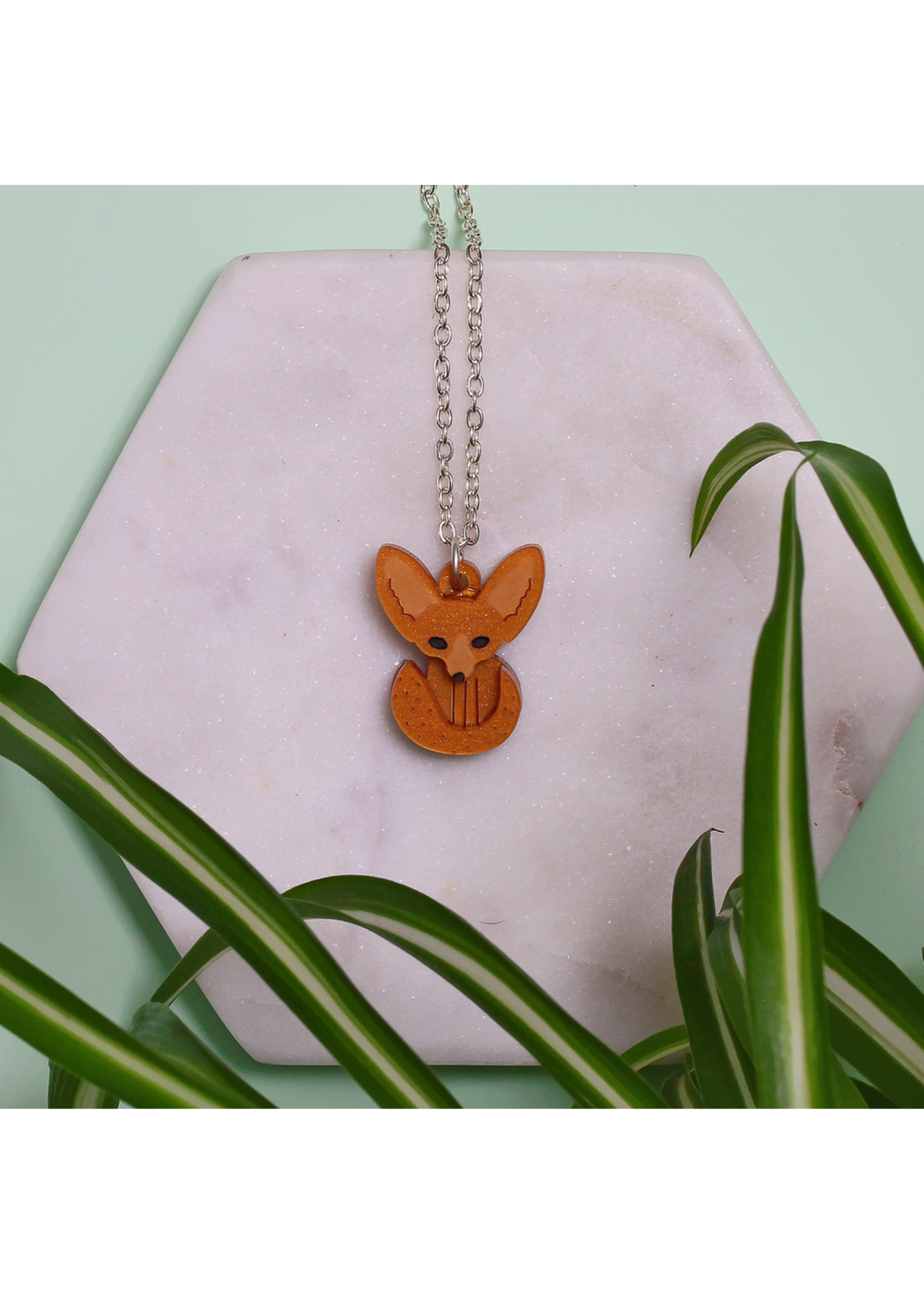 Little Moose - Orange Fennec Fox Charm Necklace