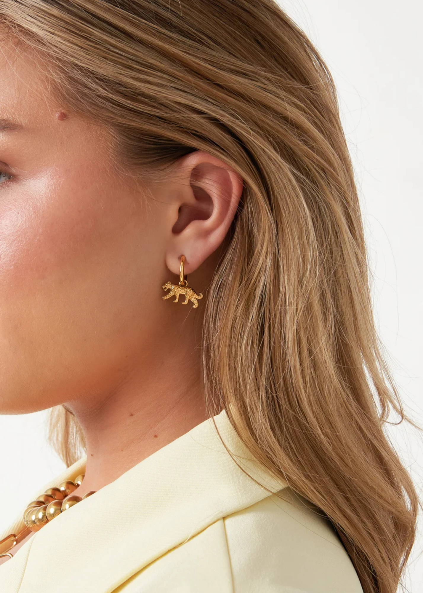 The Edit - Panther Drop Earrings in Gold