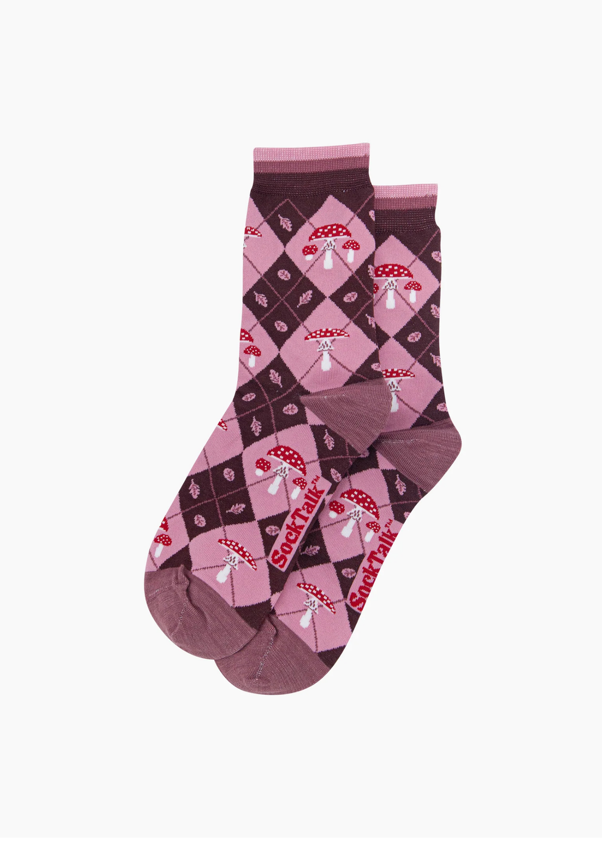 Sock Talk - Burgundy Diamond Toadstool Bamboo Socks