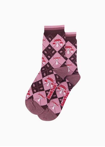 Sock Talk - Burgundy Diamond Toadstool Bamboo Socks