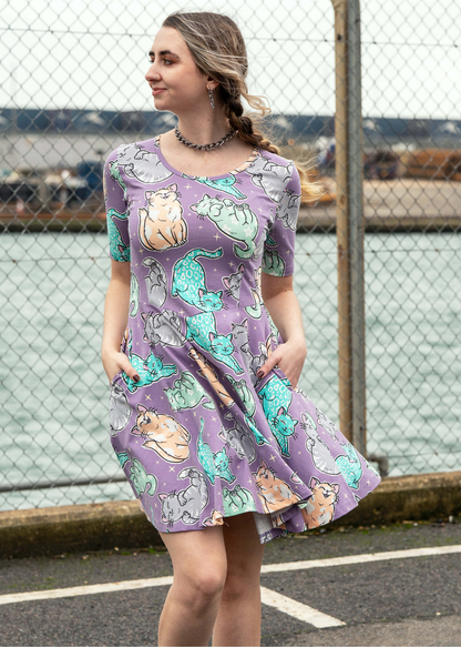 Rebel Romance x Abi Perry - Purrfect Cats Fit & Flare Skater Dress