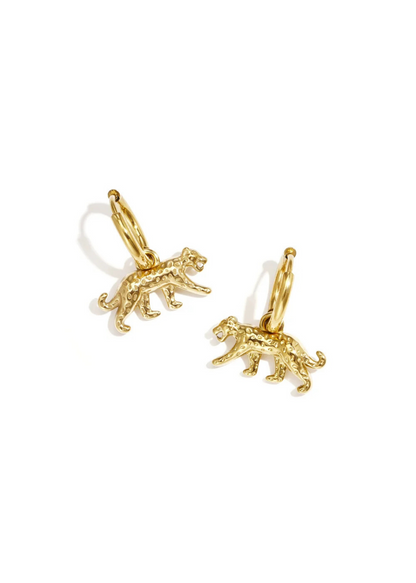 The Edit - Panther Drop Earrings in Gold