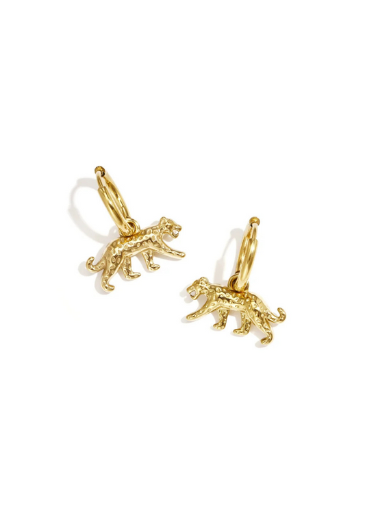 The Edit - Panther Drop Earrings in Gold