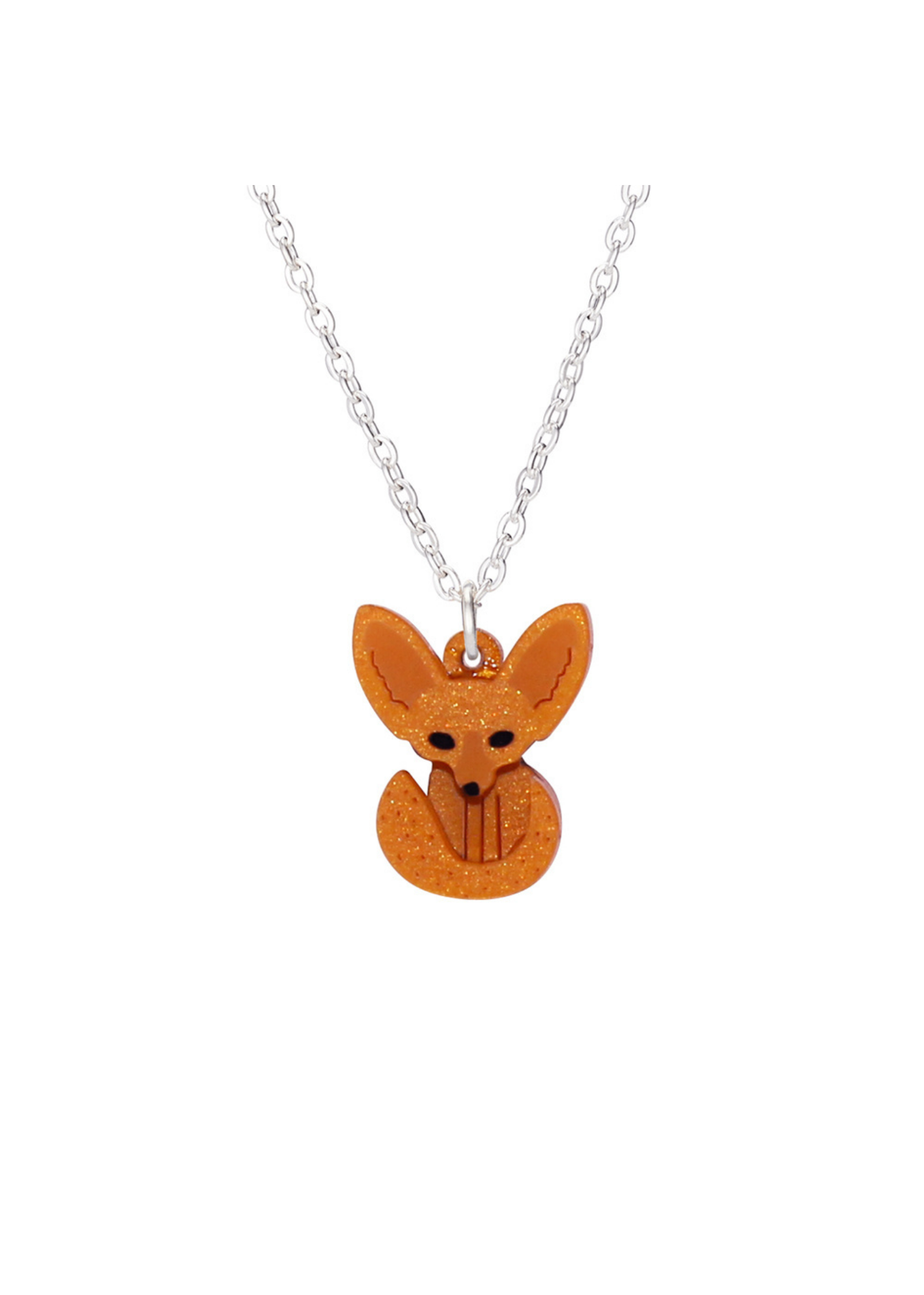 Little Moose - Orange Fennec Fox Charm Necklace