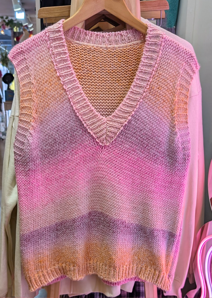 The Edit - Pink & Orange Ombre Knitted Sweater Vest