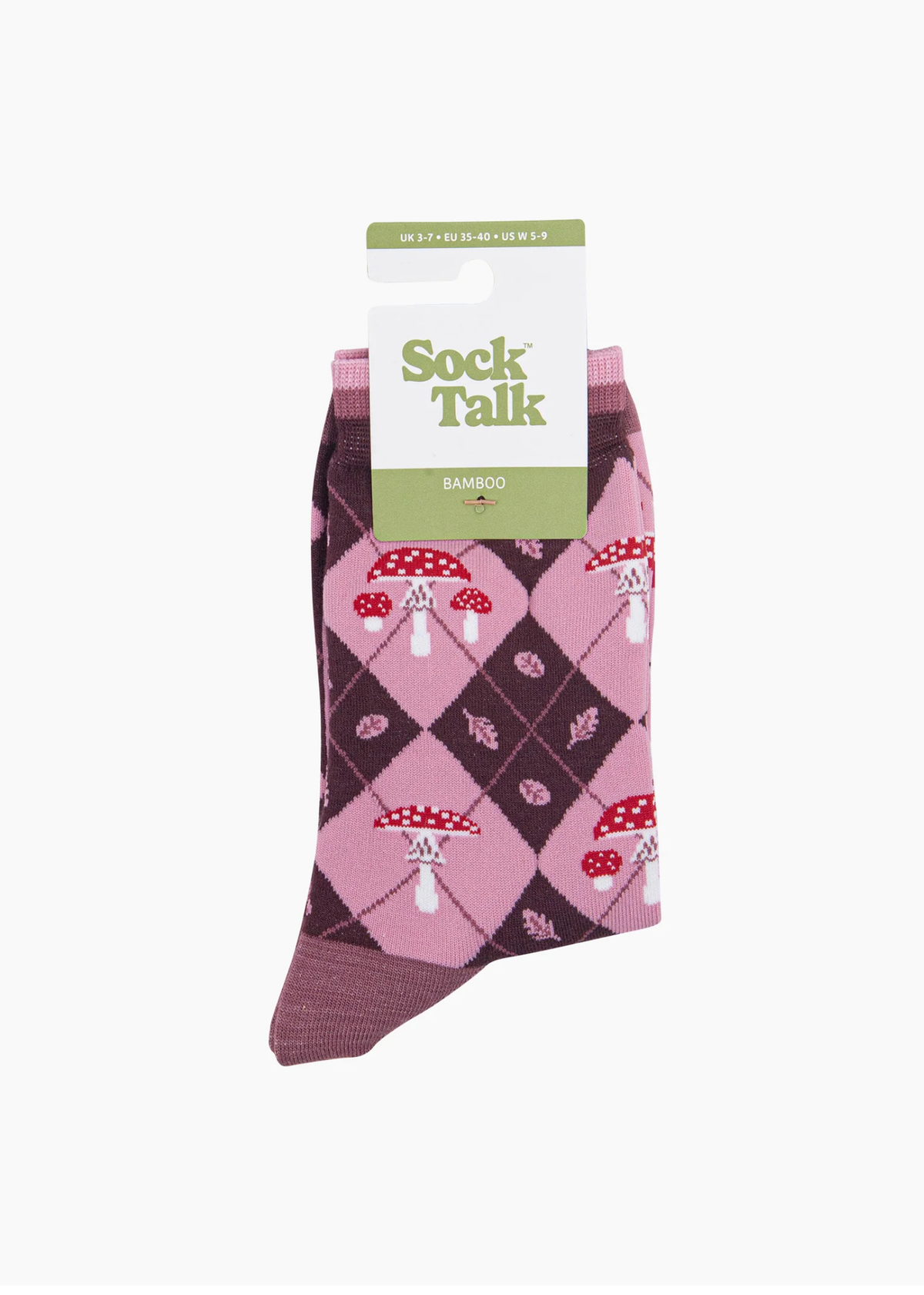 Sock Talk - Burgundy Diamond Toadstool Bamboo Socks