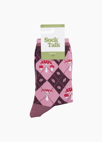 Sock Talk - Burgundy Diamond Toadstool Bamboo Socks