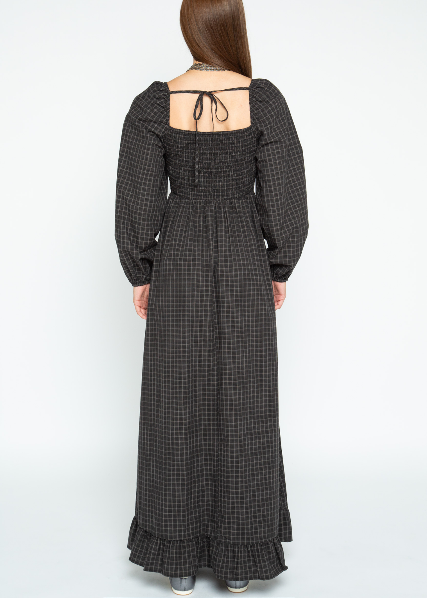 Daisy Street - Greta Black Checked Maxi Dress
