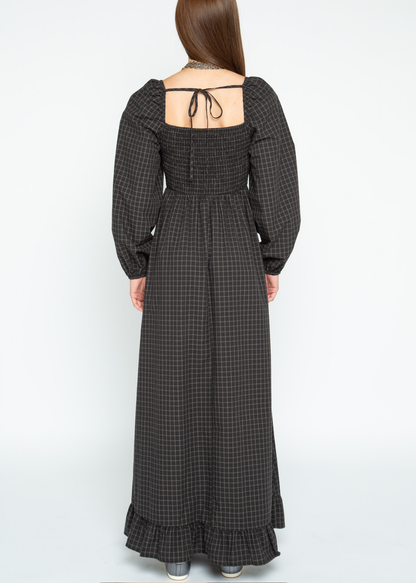 Daisy Street - Greta Black Checked Maxi Dress