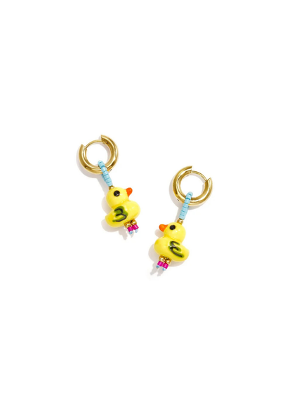 The Edit - Yellow Beaded Chick Hoop Earrings