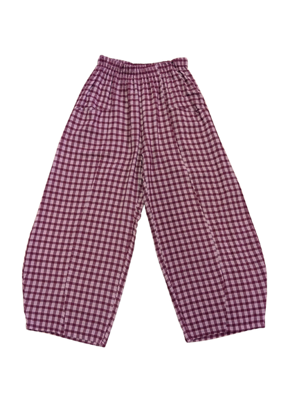 The Edit - Raspberry & Pink Gingham Check Barrel Leg Trousers