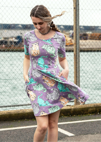 Rebel Romance x Abi Perry - Purrfect Cats Fit & Flare Skater Dress