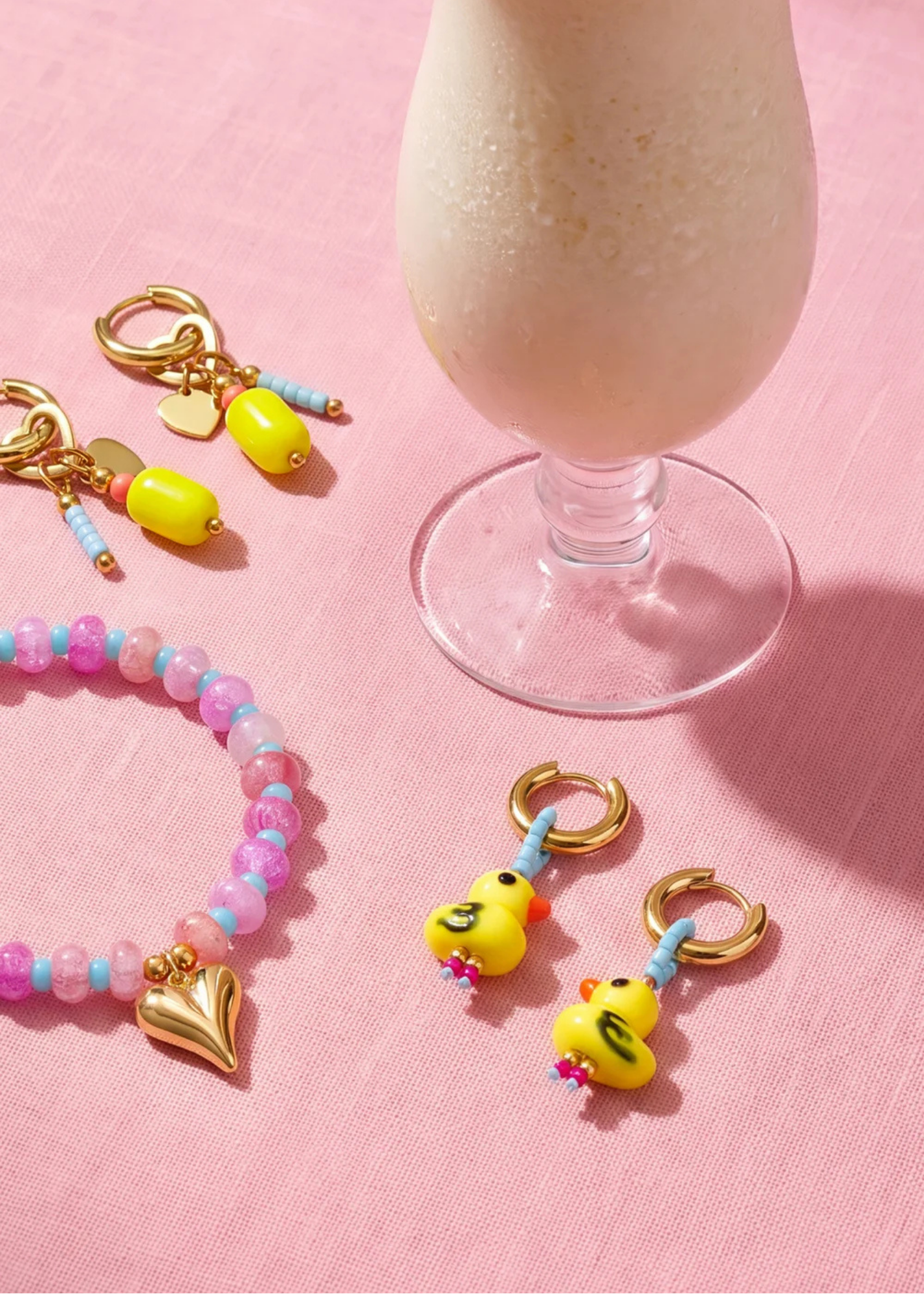 The Edit - Yellow Beaded Chick Hoop Earrings