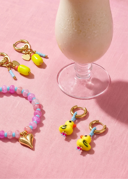 The Edit - Yellow Beaded Chick Hoop Earrings