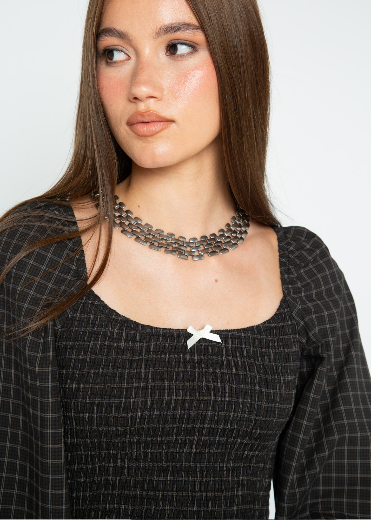 Daisy Street - Greta Black Checked Maxi Dress